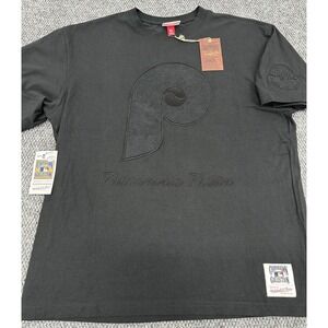 Philadelphia Phillies Men's XL Mitchell & Ness Black Embroidered T-Shirt - New